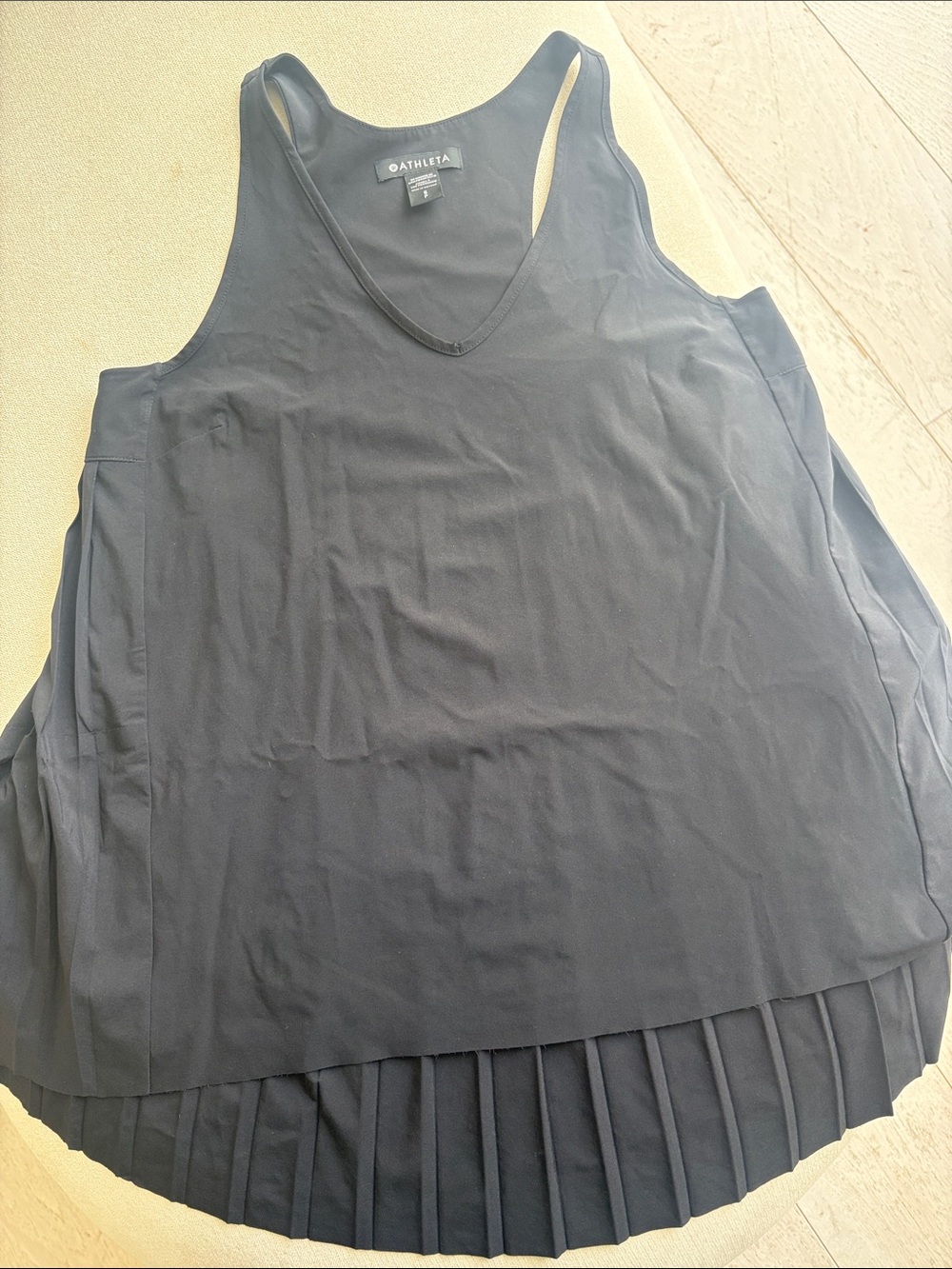 Athleta Black V-Neck Tank with Pleated back